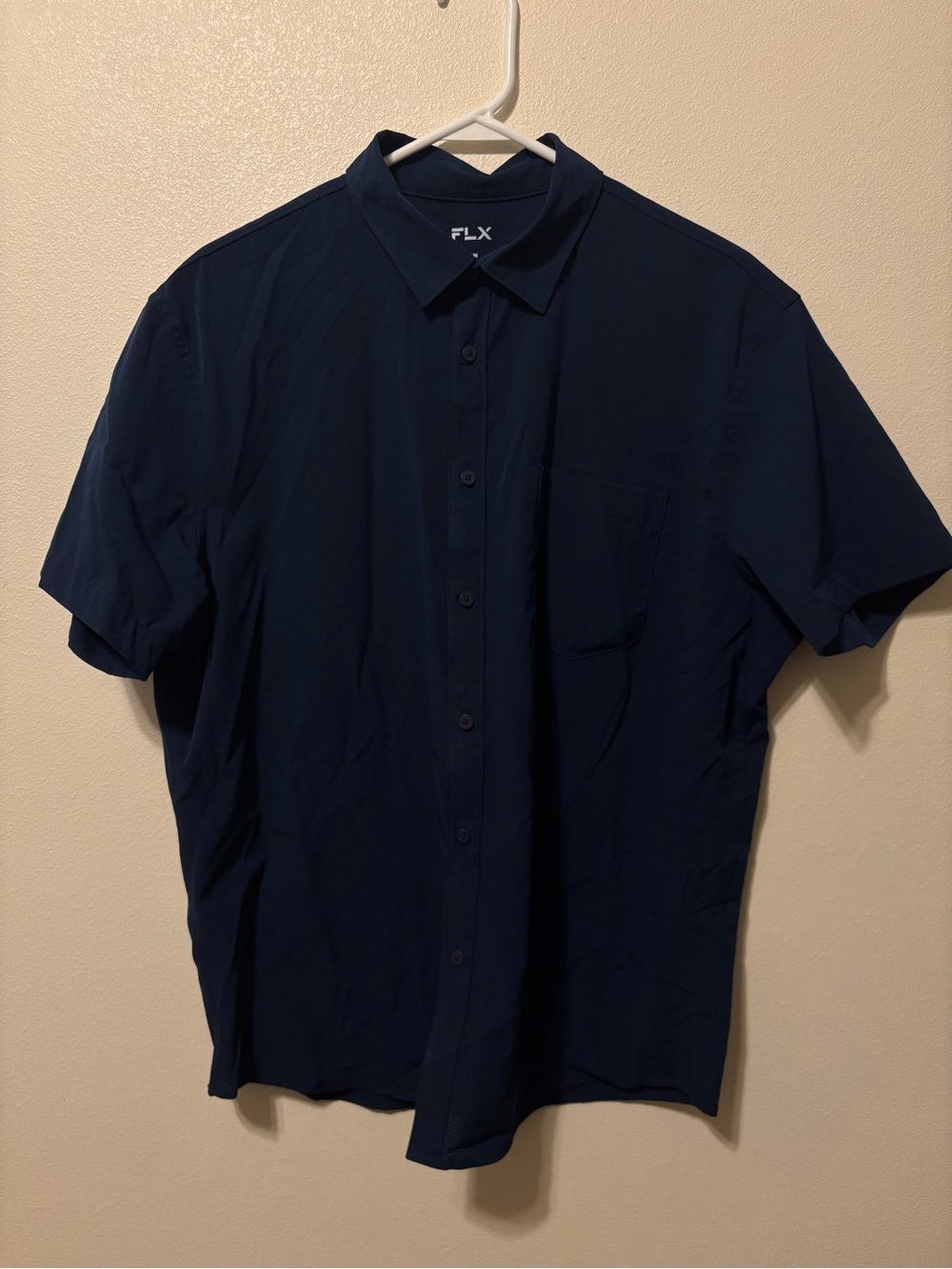 FLX Men's Short Sleeve Dress Shirt in Navy